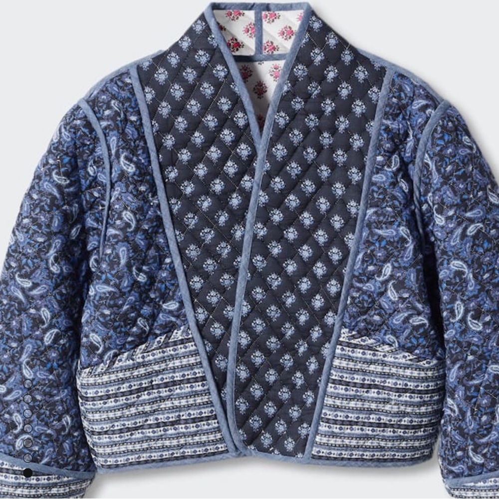 NWT Mango Reversible Quilted Floral Jacket Size S